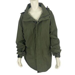 Eddie Bauer Weatheredge Hooded Rain Utility Jacket Olive Green Women's Size L
